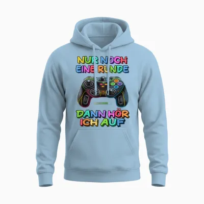 T-Shirt with German Text "nur Noch Eine Runde Dann Hören" [german Language] Unisex Hoodie - Light Blue