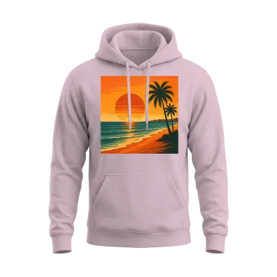 Retro Vintage Sunset Unisex Hoodie - Light Pink