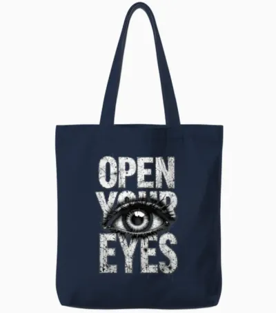 Open Your Eyes Eye Graphic Tote Bags - Navy