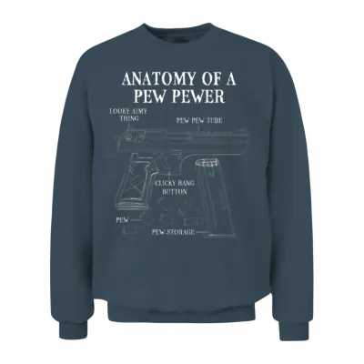 Funny Anatomy of a Pew Pewer - Ammo Gun - Gun Unisex Sweatshirt - Dark Heather