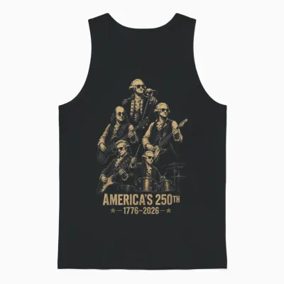Founding Fathers Playing Guitar 4th July 250th Anniversary Unisex Tank Top - Black