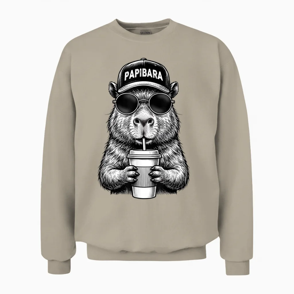 Papibara Vatertag Lustiger Papa Capybara Vater Unisex Sweatshirt in Sand