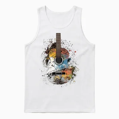 Guitar Player Guitarist Musical Notes Band Music Unisex Tank Top - White