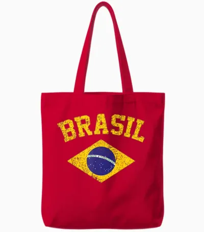 Brazilian National Flag Vintage Patriotic Football Brazil Tote Bags - Red