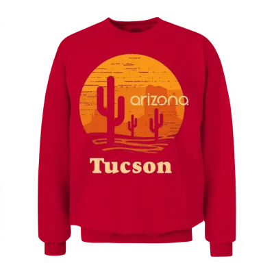 Tucson Arizona Retro Cactus Unisex Sweatshirt - Red