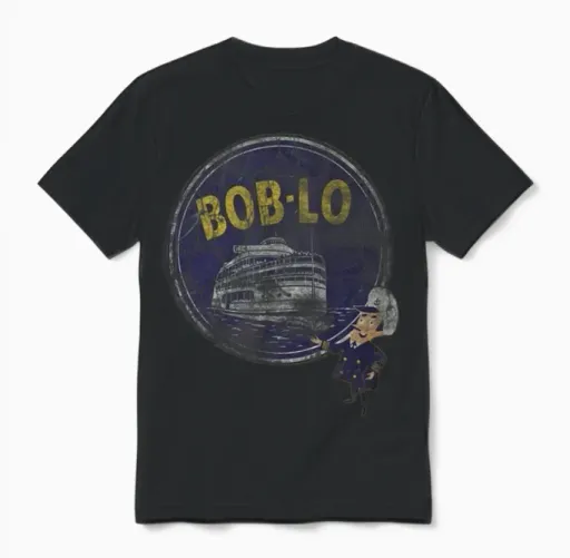 Vintage Retro Classic Cute Detroit Boblo Island Unisex T-Shirt in Black