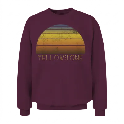 Retro Yellowstone National Park Sunset Vacation Unisex Sweatshirt - Maroon