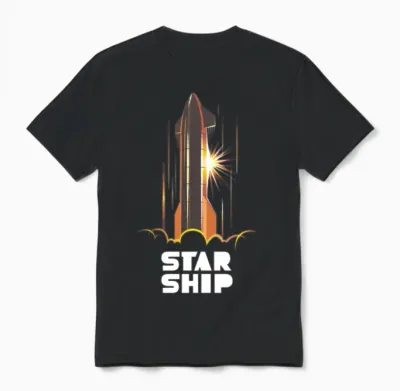 Star Ship Mars - Dark Unisex T-Shirt - Black