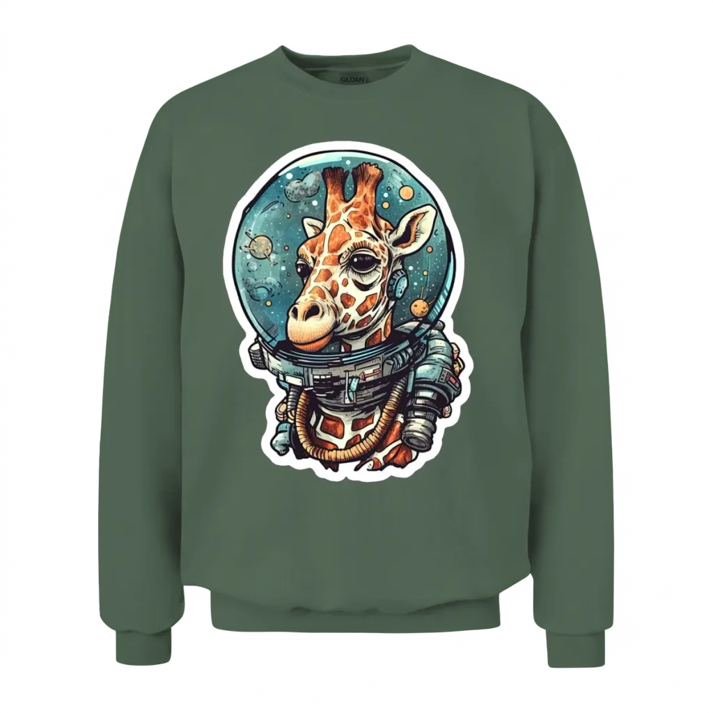 Space Giraffe Unisex Sweatshirt - Military Green