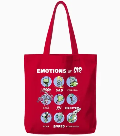 Nickelodeon Invader Zim the Many Emotions of Gir T-Shirt Small Tote Bags - Red