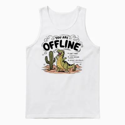 You Are Offline | Funny Dinosaur Unisex Tank Top - White
