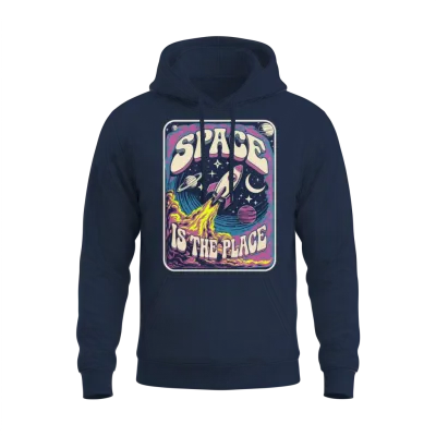 Rocket to Space | Retro Space Unisex Hoodie - Navy