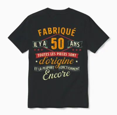 Fabriqué Il Y a 50 Ans - 50 Ans Anniversaire Blague 1975 Unisex T-Shirt - Black