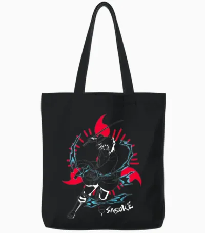 Naruto Shippuden Sasuke Inversé Avec Sharingan Anime T-Shirt Haut De Gamme Tote Bags - Black