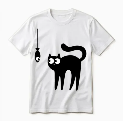 Cat and Fish Lovers Gift Unisex T-Shirt in White
