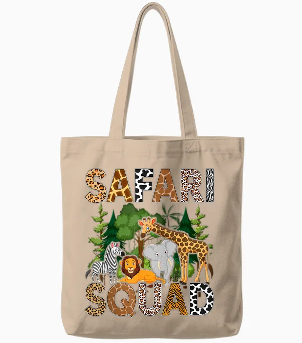 Safari Art for Men Women Zoologist African Print Zoo Safari Tote Bags in Natural