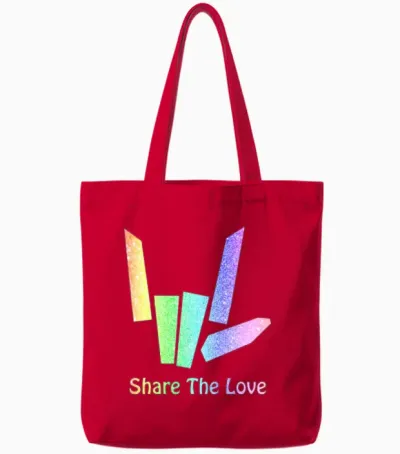 Rainbow Share the Love Tote Bags - Red