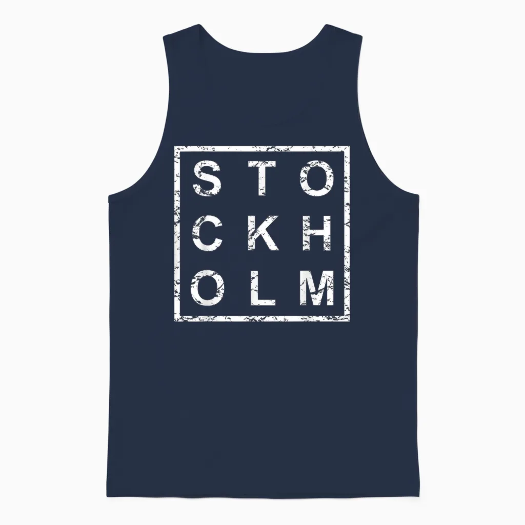 Stylisches Stockholm Schweden Unisex Tank Top in Navy