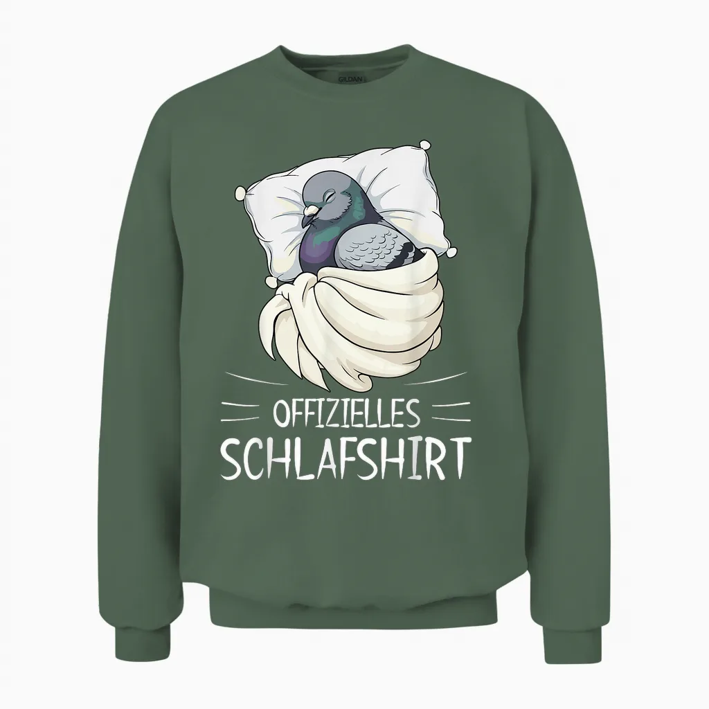 Official Sleep Shirt Pigeon Pyjamas Unisex Sweatshirt in Military Green