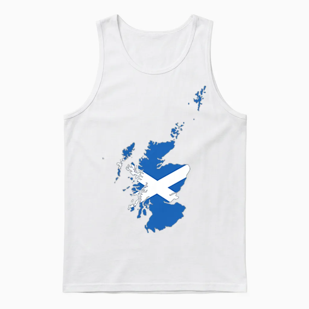 Scotland Flag of Scotland Outline - Scotland T-Shirt, Black Unisex Tank Top in White