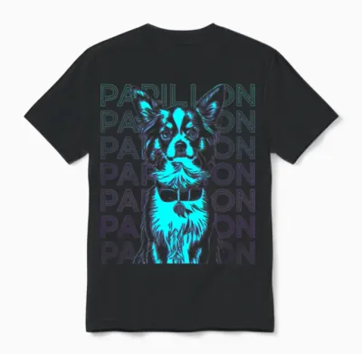 Papillon Dog Retro Unisex T-Shirt - Black