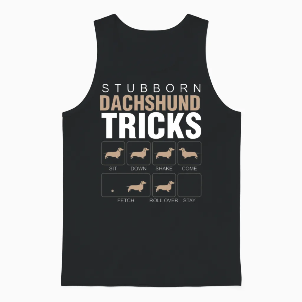 Stubborn Dachshund Tricks Unisex Tank Top in Black