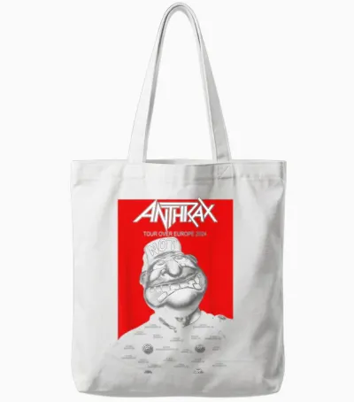Anthrax Tour Over Europe T-Shirt, Black, S Tote Bags - White