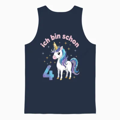 Ich Bin Schon 4 Einhorn 4. Geburtstag Mädchen Regenbogen Unisex Tank Top - Navy