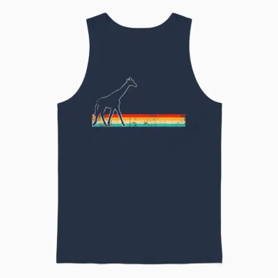 Giraffe Retro Unisex Tank Top - Navy