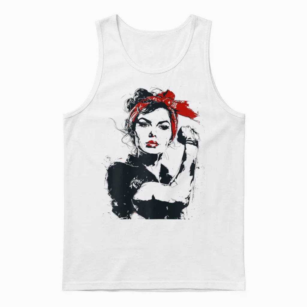 Retro Rosie Rockabilly Unisex Tank Top in White