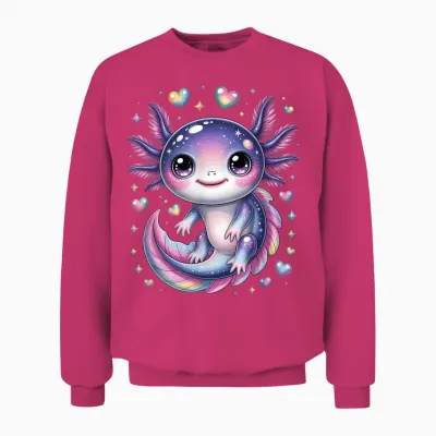 Cute Axolotl Motif Axolotl Unisex Sweatshirt - Heliconia