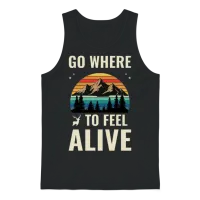 Go Where to Feel Alive Vintage Mountain Sunset Unisex Tank Top - Black – 1