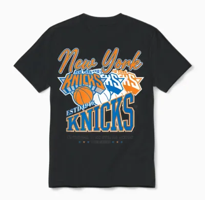 Nba Officiel New York Knicks Triple Threat Unisex T-Shirt - Black