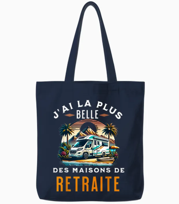 Retired Humor My Motorhome Retirement Gift Funny T-Shirt, Black Tote Bags in Navy