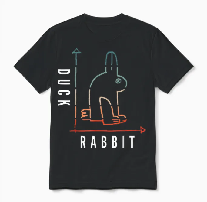 Duck Rabbit Graph Science Nerd Mathematik Geek Physik Philosoph Unisex T-Shirt in Black