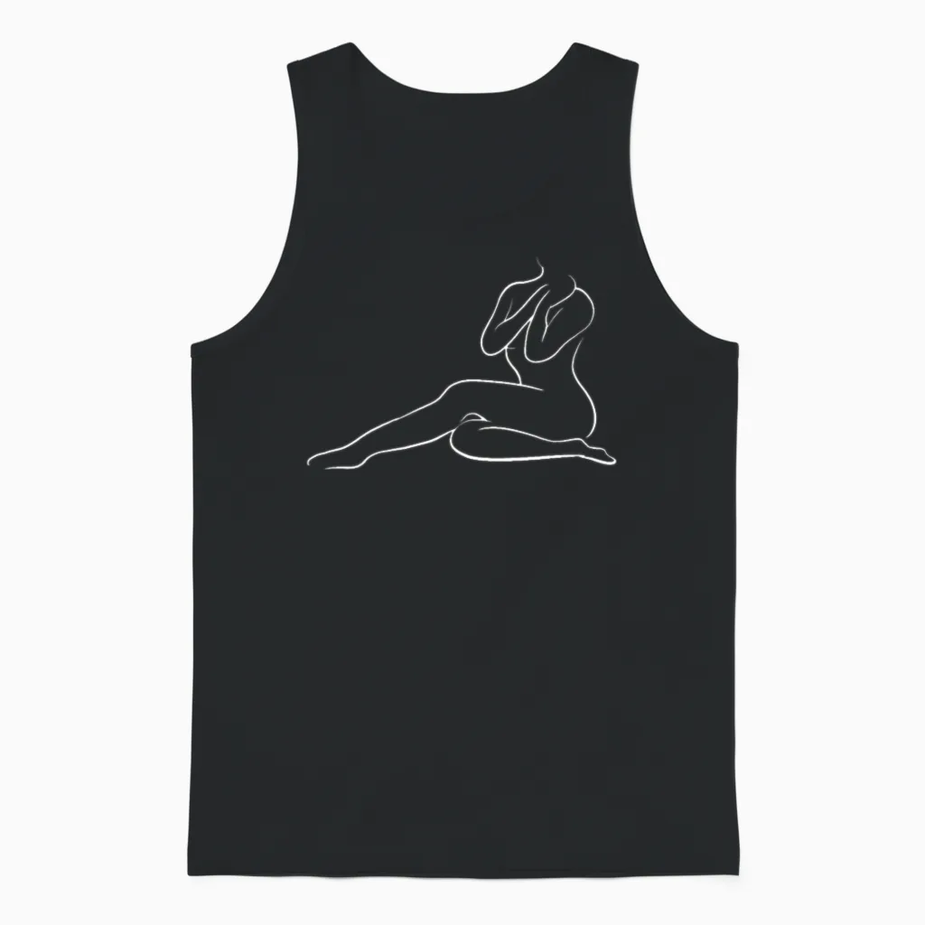 Outline Nude Portrait Oneline One Line Feminism Unisex Tank Top in Black