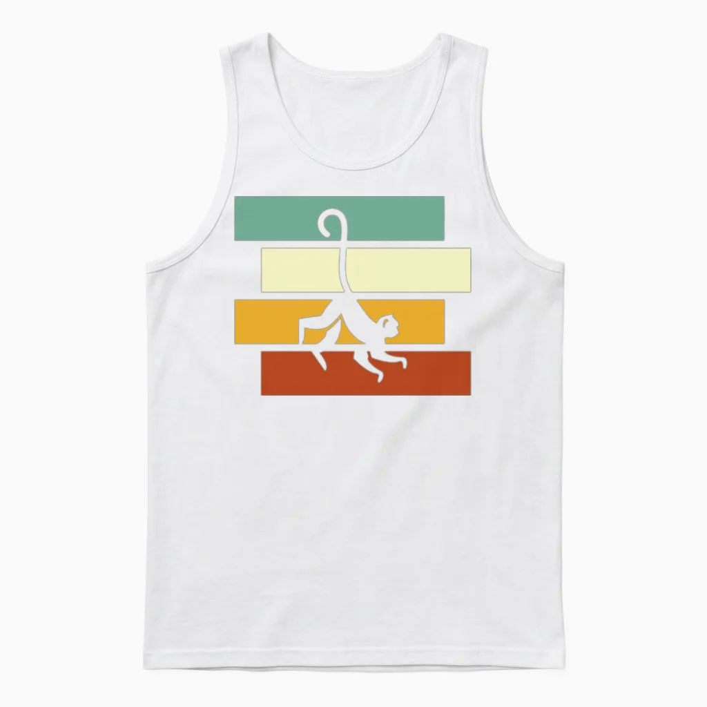 Monkey Retro Unisex Tank Top in White