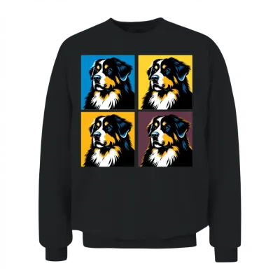 Pop Bernese Mountain Dog Dog Portrait Unisex Sweatshirt - Black