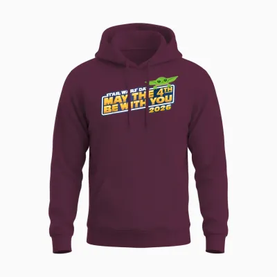 Star Wars Day: May the 4th Be with You 2026 Grogu Logo Unisex Hoodie - Maroon