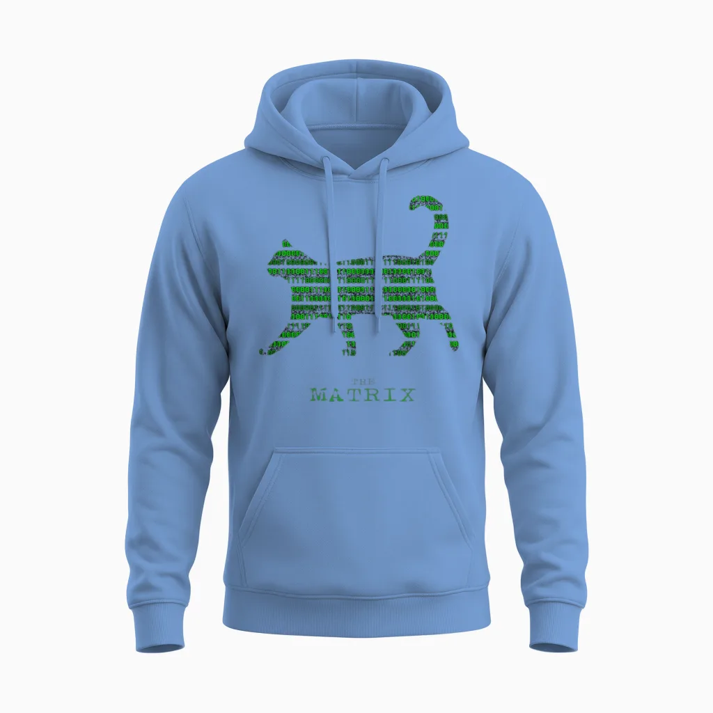 The Matrix Cat - Lovers Unisex Hoodie in Carolina Blue