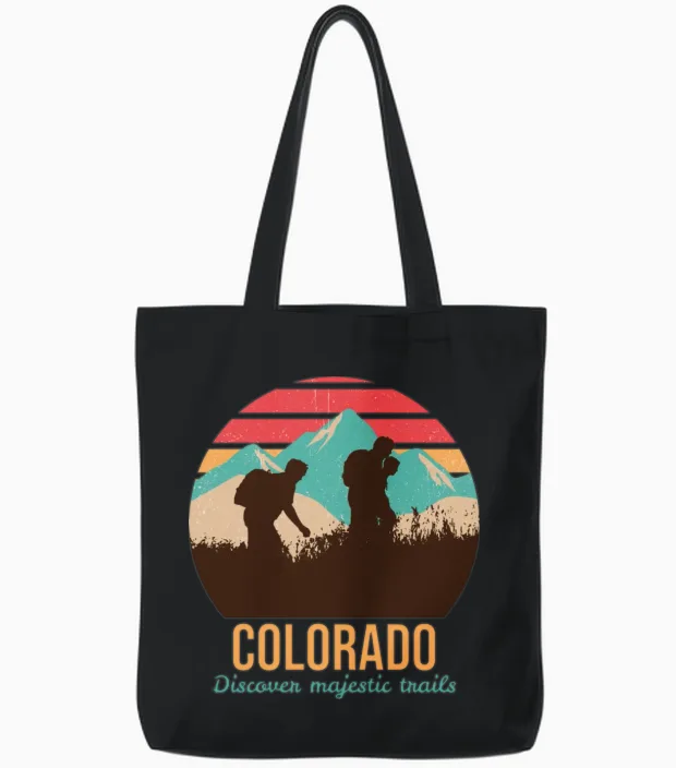 Colorado Day Hikes | Colorado Hiking Tote Bags in Black
