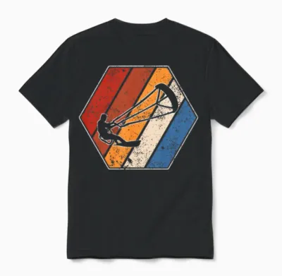 Kitesurfing Retro Unisex T-Shirt - Black