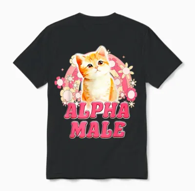 Alpha Male Cat Kitten Funny for Men Women Unisex T-Shirt - Black