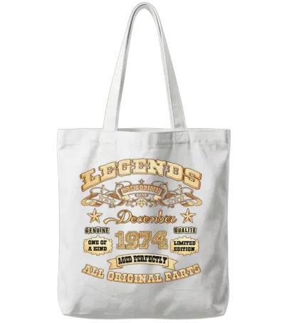 Legends Are Born in December 1974 Tote Bags - White