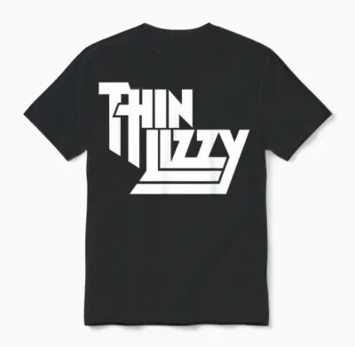 Thin Lizzy White Stacked Logo Unisex T-Shirt - Black