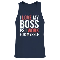 I Love My Boss Ps I Work for Myself 9 Unisex Tank Top - Navy – 2
