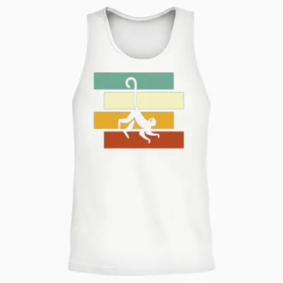 Monkey Retro Unisex Tank Top - White