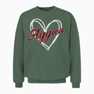 Retro Personalized Aggies-Heart Men Women Kid Unisex Sweatshirt - Military Green