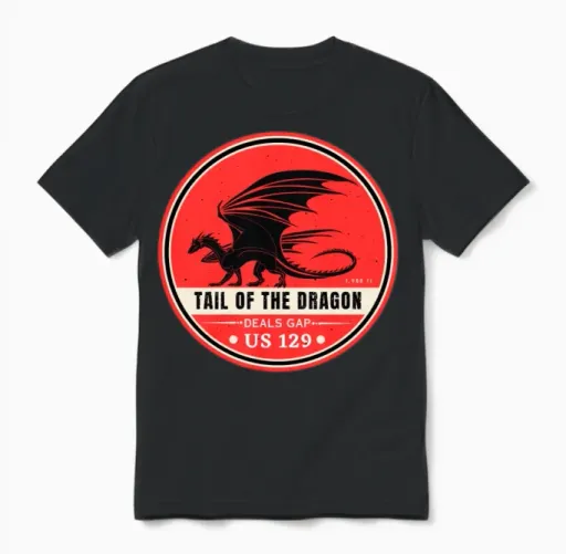 Tail of the Dragon Deals Gap Motorcycle Road Unisex T-Shirt in Black