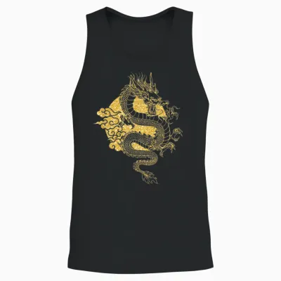 Chinesischer Goldener Drache Unisex Tank Top - Black